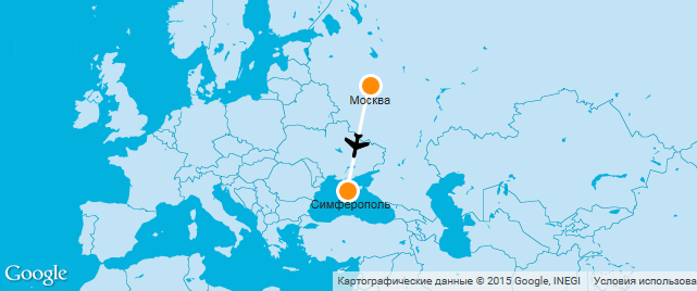 Маршрут Москва-Симферополь на карте